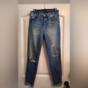 Judy Blue Medium Blue Distressed Boyfriend Jeans